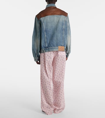 Leather-trimmed denim jacket | Prada