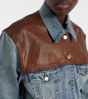 Leather-trimmed denim jacket | Prada