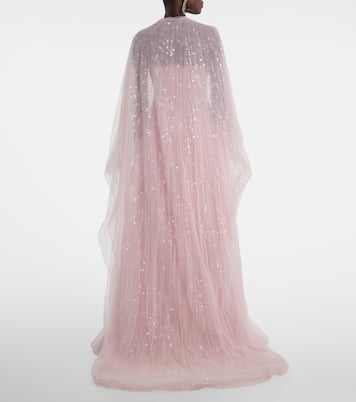 Caped pleated bustier gown | Marmar Halim