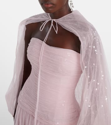 Caped pleated bustier gown | Marmar Halim