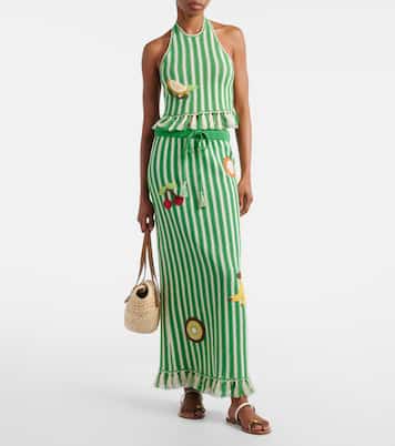 Sundae crochet embroidered cotton maxi skirt | Alémais