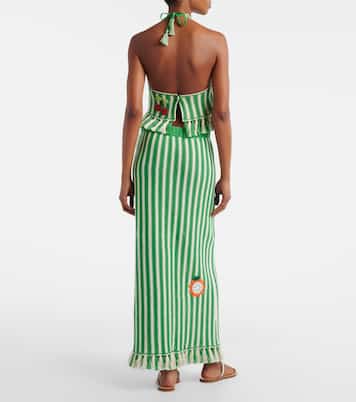 Sundae crochet embroidered cotton maxi skirt | Alémais