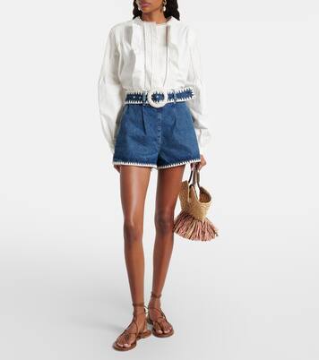 Shorts di jeans con finiture in crochet | Farm Rio
