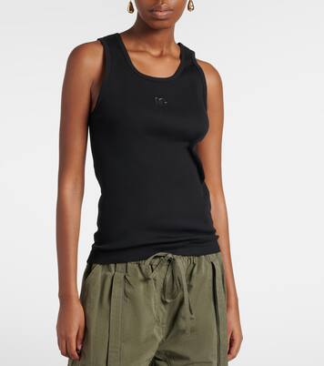 DG embellished ribbed-knit cotton tank top | Dolce&Gabbana