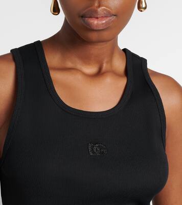 DG embellished ribbed-knit cotton tank top | Dolce&Gabbana