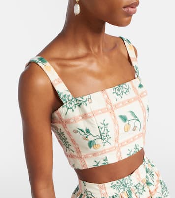 Top raccourci Cacao brodé en coton | Agua by Agua Bendita