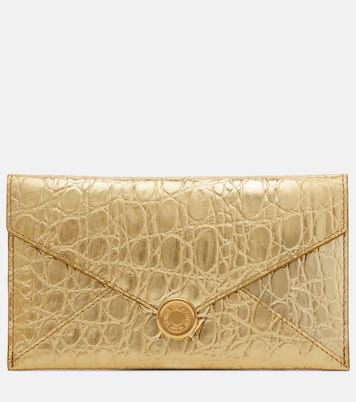 Clutch in pelle metallizzata goffrata | Dries Van Noten