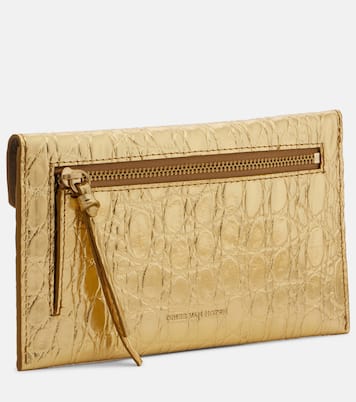 Clutch in pelle metallizzata goffrata | Dries Van Noten