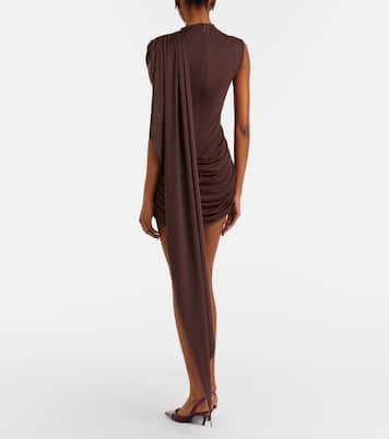Draped caped jersey minidress  | De La Vali