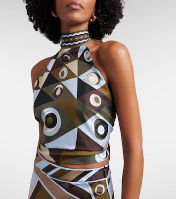 Occhi halterneck open-back silk twill top | Pucci