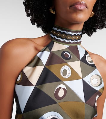 Occhi halterneck open-back silk twill top | Pucci