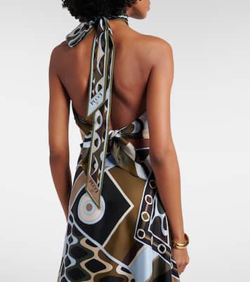 Occhi halterneck open-back silk twill top | Pucci