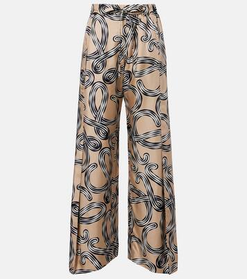 Paula's Ibiza Anagram silk wide-leg pants | Loewe