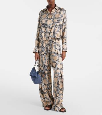 Paula's Ibiza Anagram silk wide-leg pants | Loewe