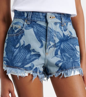 Paula's Ibiza frayed printed denim shorts | Loewe
