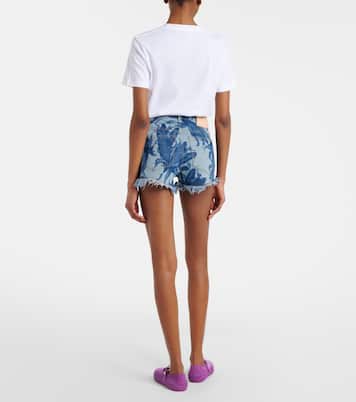 Paula's Ibiza frayed printed denim shorts | Loewe