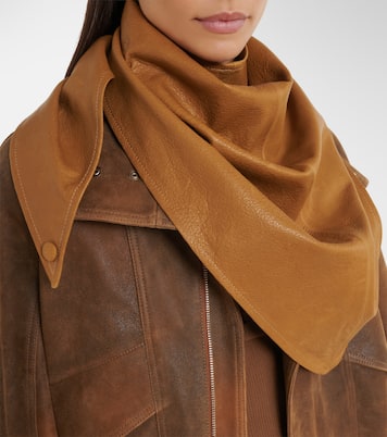 Draped leather hood | Nour Hammour