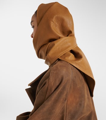 Draped leather hood | Nour Hammour