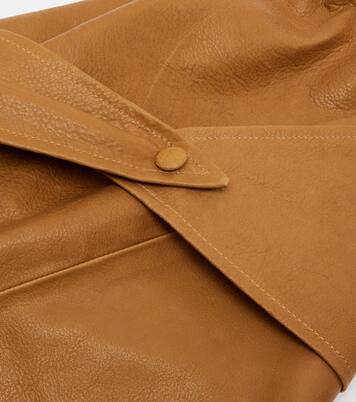 Draped leather hood | Nour Hammour
