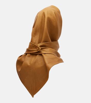Draped leather hood | Nour Hammour