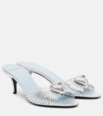 Cœur Royal metallic leather mules | Valentino Garavani