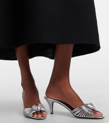 Cœur Royal metallic leather mules | Valentino Garavani