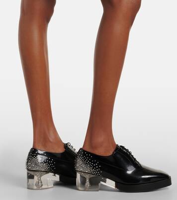 x Jimmy Choo crystal-embellished leather derby shoes | Noir Kei Ninomiya
