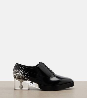 x Jimmy Choo crystal-embellished leather derby shoes | Noir Kei Ninomiya