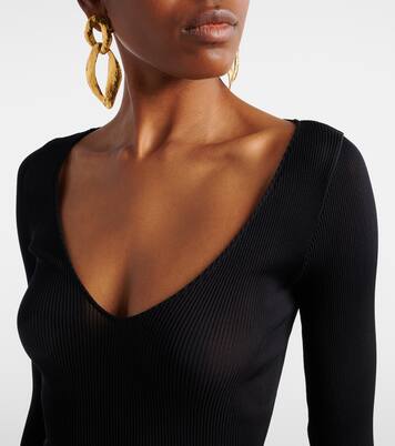 Ribbed-knit silk top | Saint Laurent