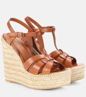 Wedge-Sandalen Tribute 130 aus Leder | Saint Laurent