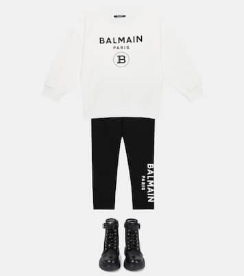 Felpa in cotone con logo | Balmain Kids