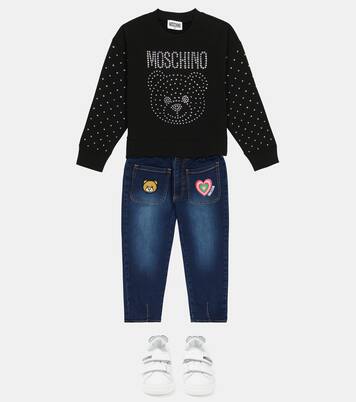 Sweat-shirt en coton mélangé à ornements | Moschino Kids