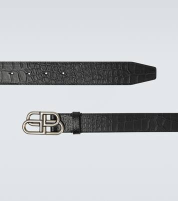 BB 라지 크로코 이펙트 레더 벨트 | Balenciaga