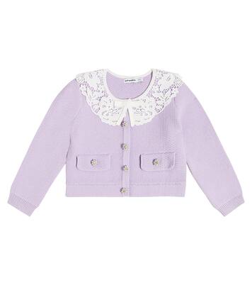 Lace-trimmed embellished cardigan | Self-Portrait Kids