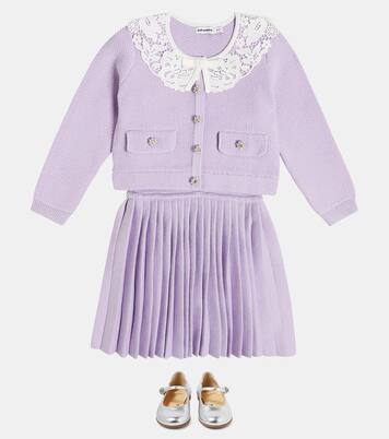 Lace-trimmed embellished cardigan | Self-Portrait Kids