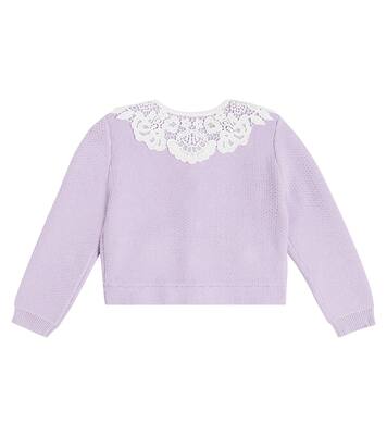 Lace-trimmed embellished cardigan | Self-Portrait Kids