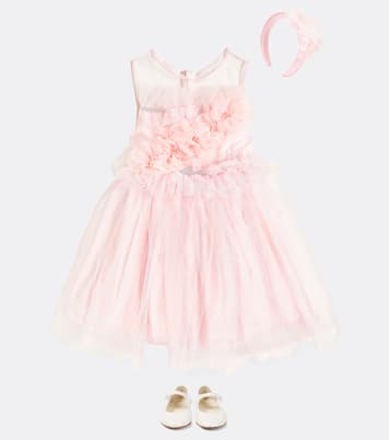 Floral-appliqué tulle dress | Patachou