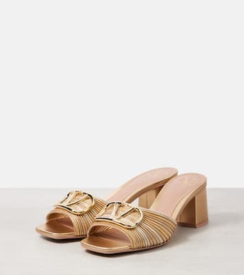 Pantoletten VLogo Signature 60 aus Metallic-Leder | Valentino Garavani