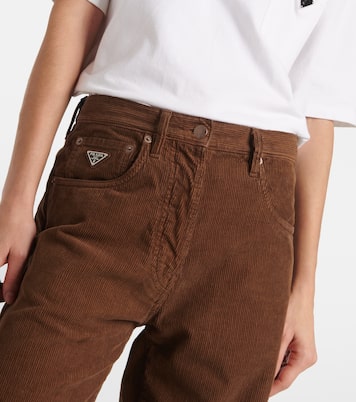 Pantalones anchos de pana de algodón | Prada