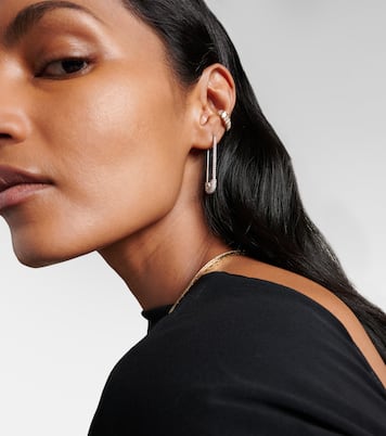 Boucles d'oreilles Extra Large Safety Pin en or blanc 18 ct et diamants | Anita Ko