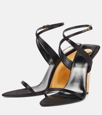 Salomé 110 crêpe satin wedge sandals | Saint Laurent