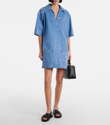 Patch-appliqué denim minidress | Marni