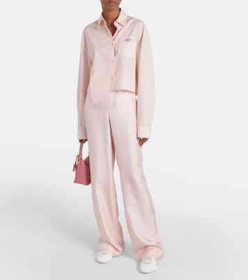 Galaxia suede-trimmed leather sneakers | Versace