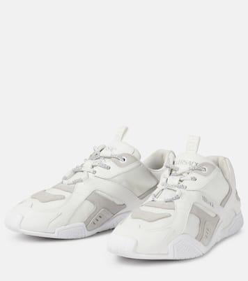 Galaxia suede-trimmed leather sneakers | Versace