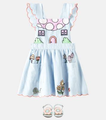 Embroidered linen and cotton dress | Stella McCartney Kids