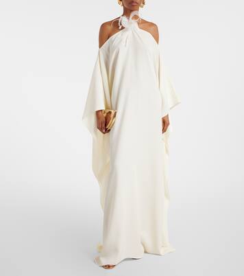 Feather-trimmed off-shoulder gown | Taller Marmo