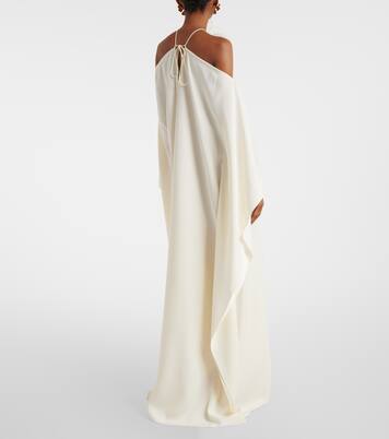 Feather-trimmed off-shoulder gown | Taller Marmo
