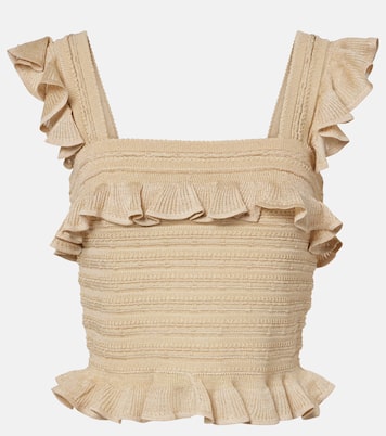 Ruffled lace lamé top | Zimmermann
