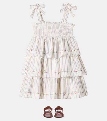 Rhiannon shirred striped cotton dress | Zimmermann Kids