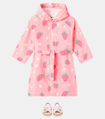 Strawberry printed cotton-blend terry robe | Jellymallow